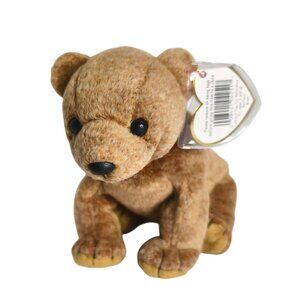 VTG Ty Beanie Baby Pecan The Bear Plush Toy '99 Retired Heart Tag Attached - 8"